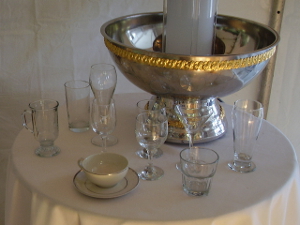 Fountain and glassware